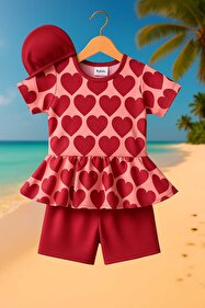 Papiş Kız Çocuk Yüzücü Mayosu Tulum Mayo Şortlu Likralı Turuncu Renkli ...