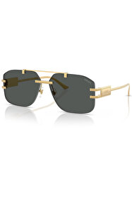 Versace VE 2257 100287 60 Erkek Gold Metal Dikdörtgen Güneş