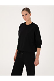 Mavi Fermuarlı Siyah (TENCEL™) Modal Karışımlı Sweatshirt 1S10489