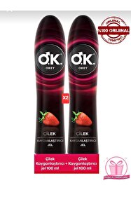 Okey Çilek Kayganlaştırıcı Jel 2'li Set OK Kayganlaştırıcı Jel