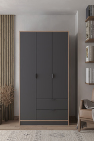 SARMOBİ Arden 3 Kapaklı 2 Çekmeceli Gardırop/Dolap 97x182x44 cm