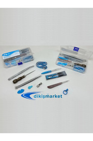 dm dikişmarket Özel Kutulu 11 Parça Mini Dikiş Seti Mezura ip
