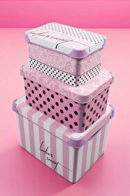 QUTU Style Box Ladys Secret Desenli 3 Parça Dekoratif Saklama