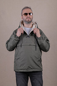 OHM OHEPMODA Dar Kesim Içi Kürklü Kanguru Cep Erkek Yağmurluk Mont