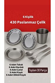 Metler Paslanmaz Çelik Kamp Piknik Seti 6 Kişilik | Tabak Çatal