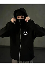 Gofeel Kar Maskeli Ninja Unisex Sweatshirt Hırka 3 İplik Kalın