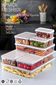Nandy Home 9'lu Set Freshbox Mikrodalga Ve Difrize Uygun Saklama