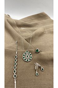 SURA SILVER ZİRKON TAŞ BEYAZ RODYUM DAMLA MODEL 925 AYAR GÜMÜŞ SET