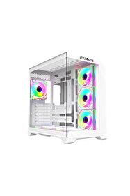 Strong Dragon 7x 120 mm Fanlı ARGB Kumandalı ATX Akvaryum Beyaz