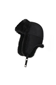 Mumcu's Leather Deri Kürklü Unisex Pilot Şapkası - Ushanka