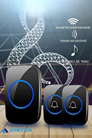 SONEX 2 Buton 1 Alıcı Kablosuz Uzaktan Kumandalı Led Kapı Zili