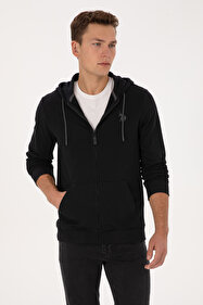 Guess ALDWIN ZIP HOODED SW Erkek Siyah Eşofman Üstü Z2YQ28K9V31