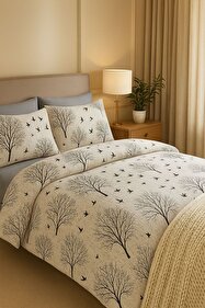 美品✨セオリー CRUSHED SATIN ブルゾン お家洗い可 ネイビー S Sheri Home Tekstil Pamuklu Gri Ağaç Çift Kişilik Nevresim Seti