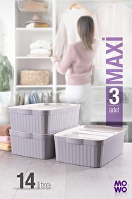 Mowo Home Maxi 3'lü Gri14 Lt Çok Amaçlı Dolap Içi Düzenleyici