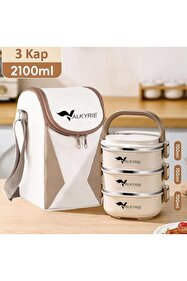 valkyrie 3 Katlı Yemek Kabı 2100 ml – Termal Çantalı Lunch Box