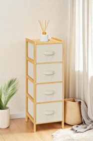 Digithome Bambu 4 Çekmeceli Dolap Organizer Çok Amaçlı Düzenleyici