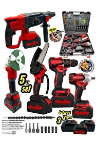 POWER BLACK 4 Lü Set 21 V 2 Ah Darbeli Matkap Bijon Somun Sıkma