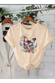 GALASHOP Kelebek desenli kadın tişört model 76 - Fiyatı, Yorumları