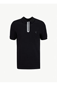 Fabrika Düz Siyah Erkek Polo T-Shirt F4SM-TST 0747 NB - Fiyatı
