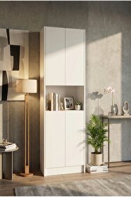 YETİ MOBİLYA Flat56 Kitaplık 4 Kapaklı Kütüphane Çok Amaçlı Dolap