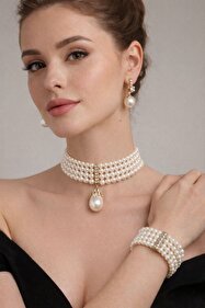 Vivienne Westwood Three-Row Pearl Drop Choker – Üç Sıralı İncili