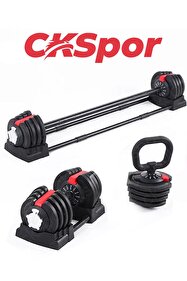 CKSpor 15 Kg Krom Dumbell Seti Çantalı Döküm Plaka Dambıl Seti