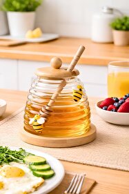 Tutku Home Bambu Kapaklı Arılı Cam Bal Kavanozu (480 Ml) - Fiyatı