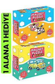 minkino 2'li Magnet Puzzle Seti | 1 Alana 1 Bedava | Hayvanları