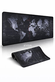 Zyga Büyük Boy XL 90x40 Mouse Pad Dünya Haritası Desenli Oyuncu