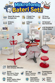 Eccho Jazz Drum Oyuncak Bateri Seti 5 Davul Zil Pedallı Çocuk Set