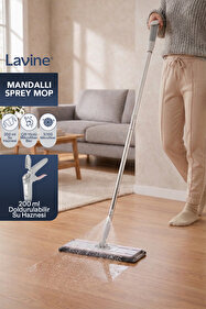 Lavine Mandallı Sprey Mop Mikrofiber Bezli Paslanmaz Çelik Saplı
