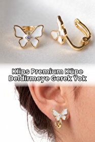 Elifsu Jewelry Premium Klips Küpe 4 Yapraklı Yonca İnci Detaylı