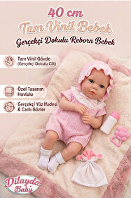 craftivio Dilayda Baby 40 cm Gerçekçi Dokulu Reborn Et Bebek - Tam
