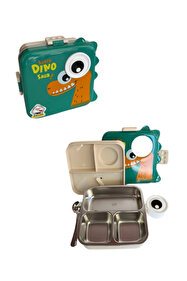 ASTRAL Dino İthal Çelik Lunch Box – LX-7116 (17 x 17 x 9 cm