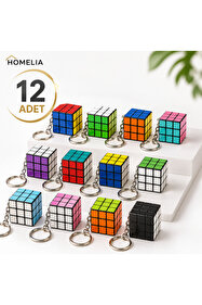 HOMELIA 12 Adet Mini Rubik Zeka Küpü Anahtarlık 3x3 Sabır Küpü