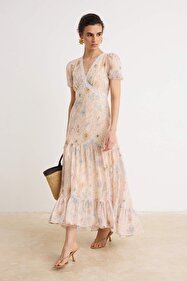 Trendyolmilla Çok Renkli Çiçekli Skater/Belden Açılan Maxi Dokuma