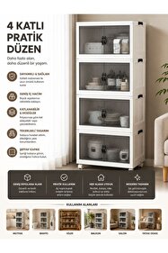 Myplas Çok Amaçlı Portatif 4 Katlı Tekerlekli Dolap - Fiyatı