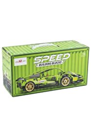 SPEED Toys e Toys Building Blocks 1:18 Ölçek Çek Bırak Yeşil Yarış