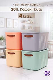 Mowo Home BigBox 20 Lt 4'lü Mix Dolap Düzenleyici Kapaklı Saklama