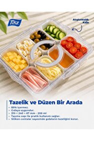 Berdina Home 3lü Kilit Kapaklı 8 Bölmeli Taşınabilir Saklama Kabı