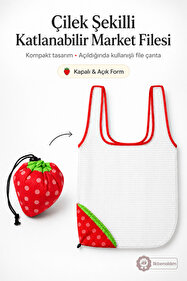 ★penguin4★レターパックプラス★ İlkbenaldim Çilek Şekilli Katlanabilir Market Filesi – Kompakt