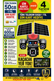 Avenir 4 Kameralı Güneş Enerjili Güvenlik E-SIM–Çift Güneş Paneli
