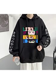 Touz Stray Kids Baskılı Oversize Fermuarlı Siyah Unisex Kapüşonlu