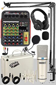 Midex Cx1 Diamond Set Efektli Ses Kartı Mikrofon Kulaklık Stand