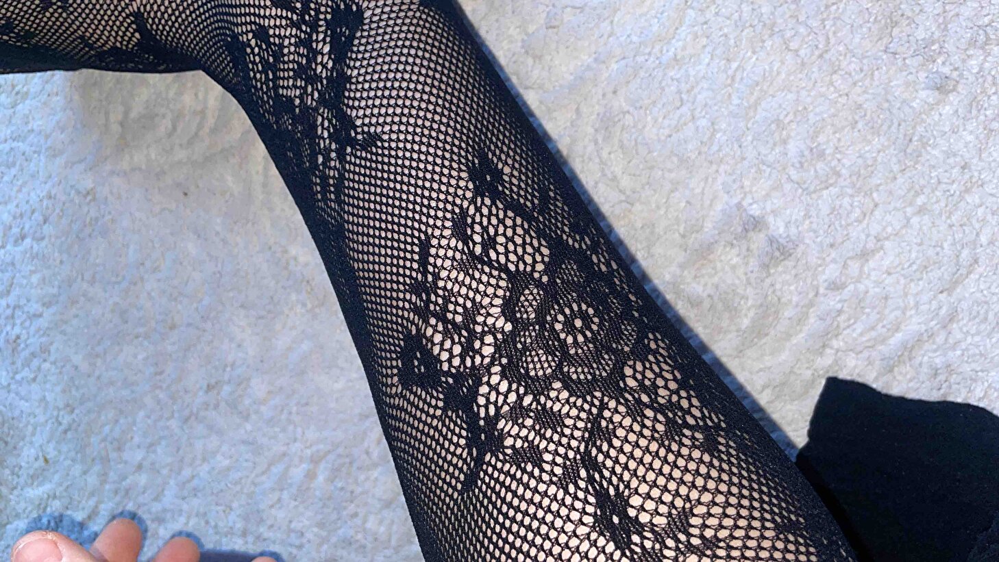 Siyah Fishnet Lace Külotlu Çorap | SUWEN