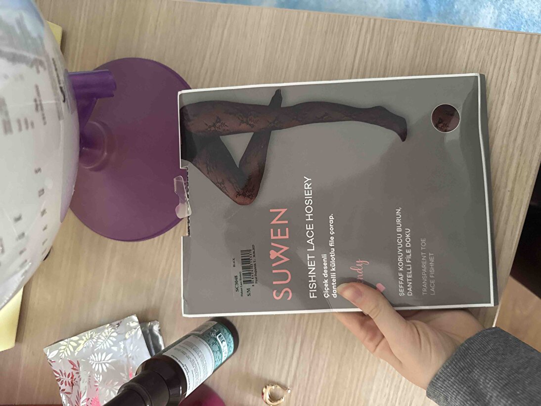 Siyah Fishnet Lace Külotlu Çorap | SUWEN