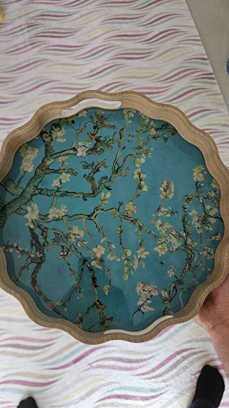 Van Gogh Almond Blossom Dekoratif Tepsi Turkuaz (34x4 cm)