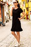Kleid - Schwarz - Gerüschter Saum