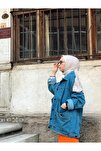Kadın Mavi Wintage Oversize Kot Ceket Lrx1125
