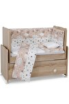 Yıldızlı Bulutlu Bebek Uyku Seti 7 parça 50x100 Beyaz - Açık Somon